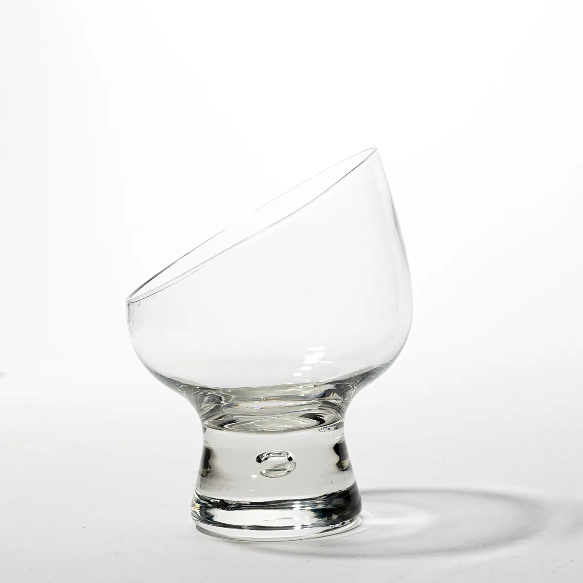 MCM Blown Glass Footed Biased Clear Smooth Glass Snifter 