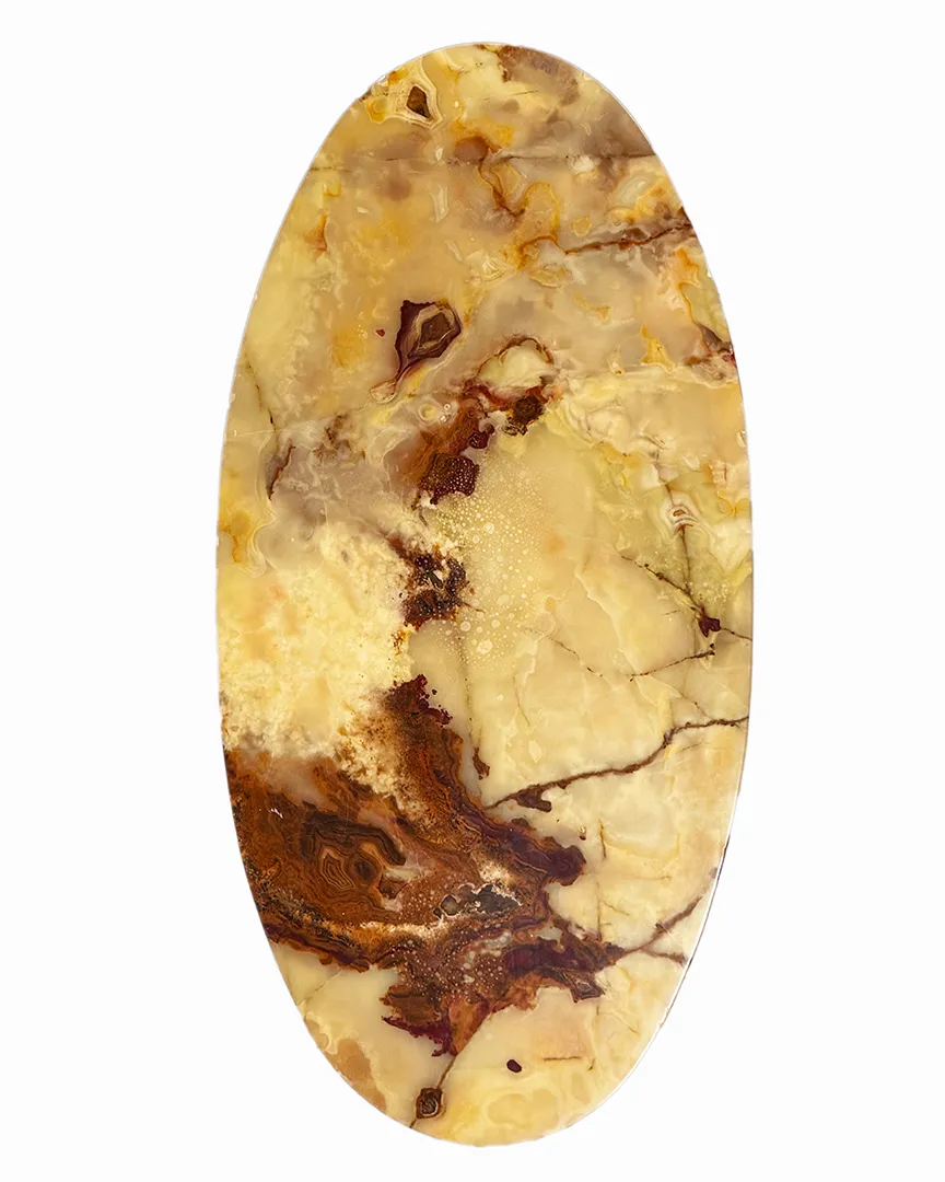 Polished  Onyx Stone Oval Table Top Tan Brown, Surface