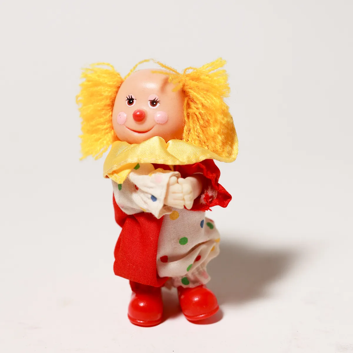 Vintage Miniature Clown Figurine Yarn Hair Collectible