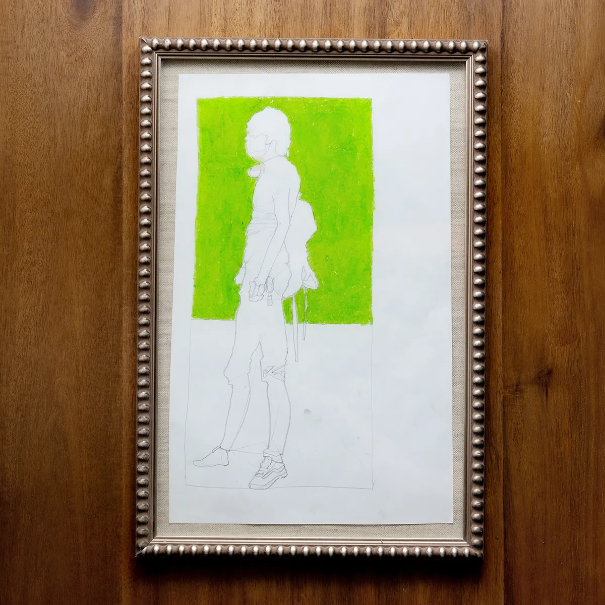 Cleared Art Color Blocked Green Pencil Sketch.