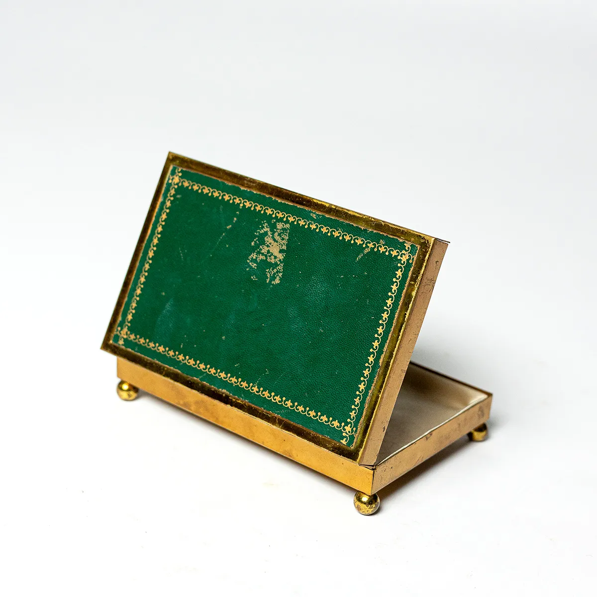 Brass and Green Trinket jewelry Box 