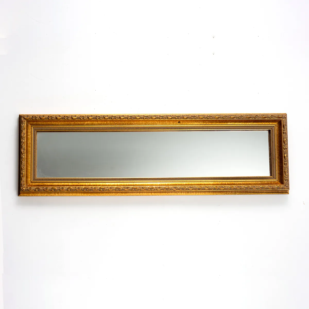 Vintage Gold leaf rectangle Mirror - 6.25" x 20"