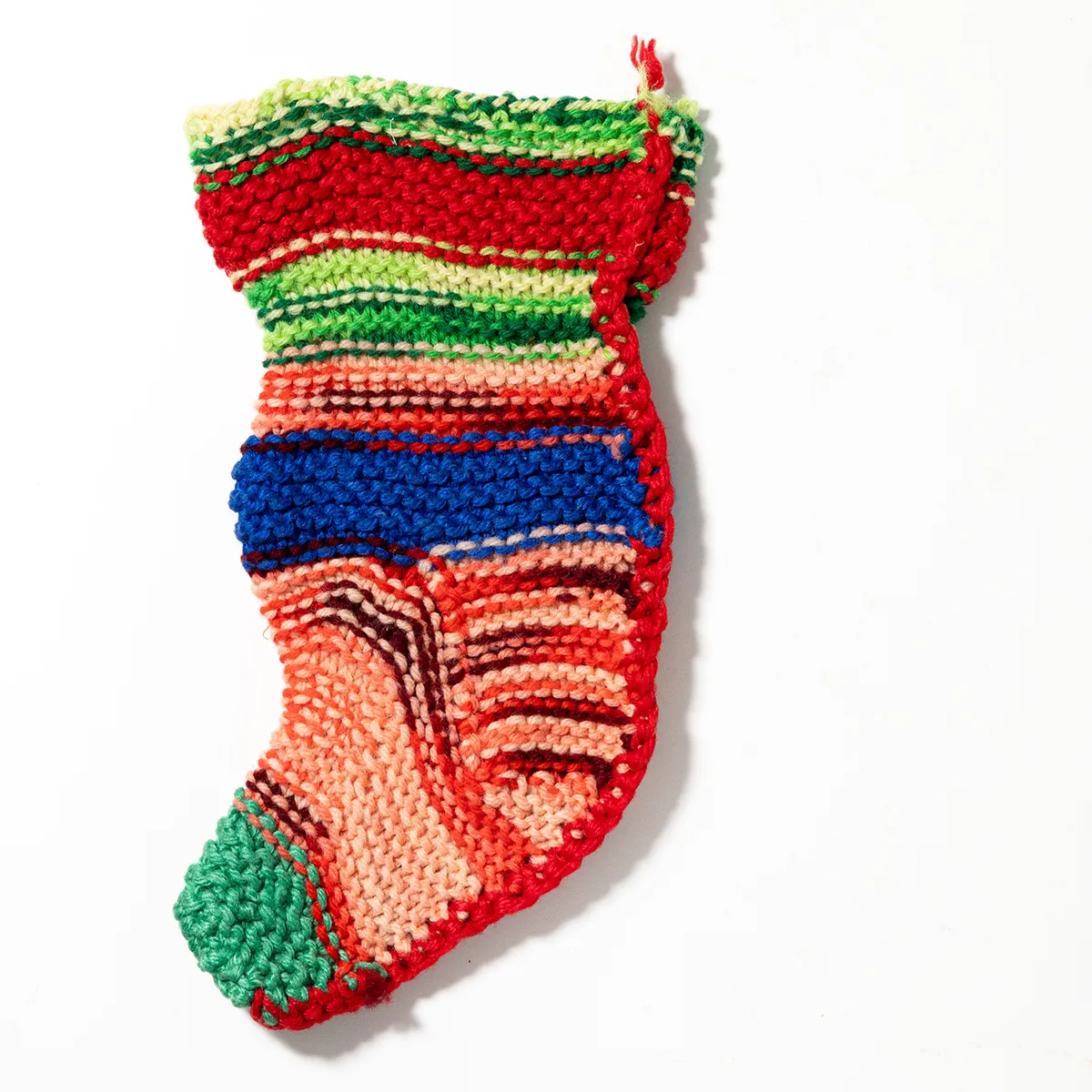 Hand Crocheted, Colorful yarn Christmas Mantel Stockings