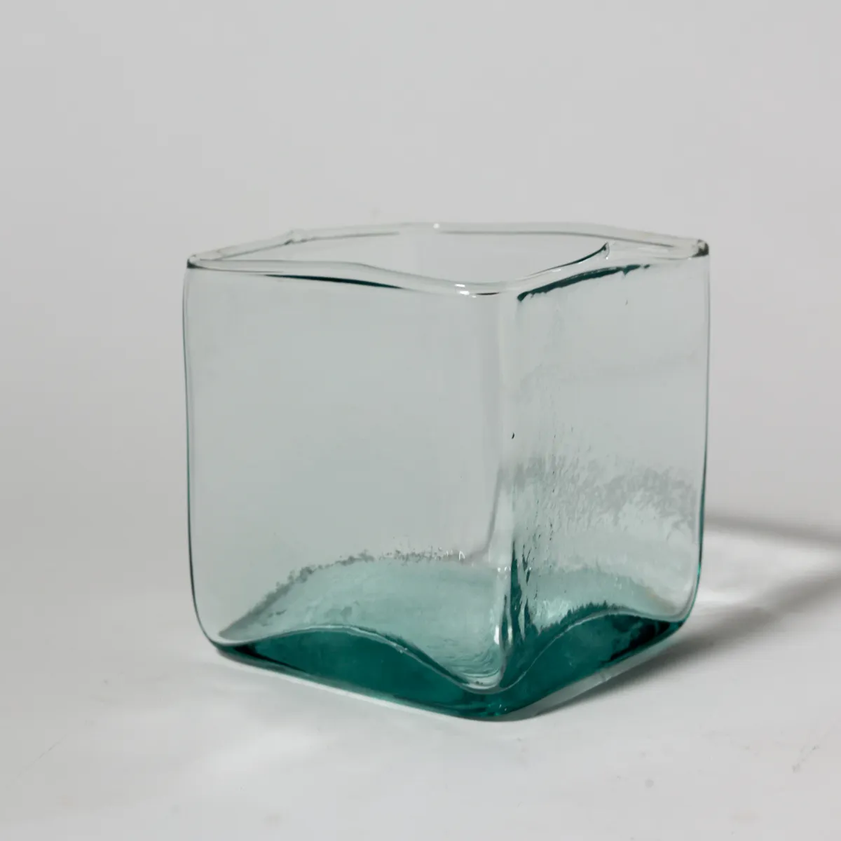 Aqua Green Square Glass Cube Vase Flower Vase