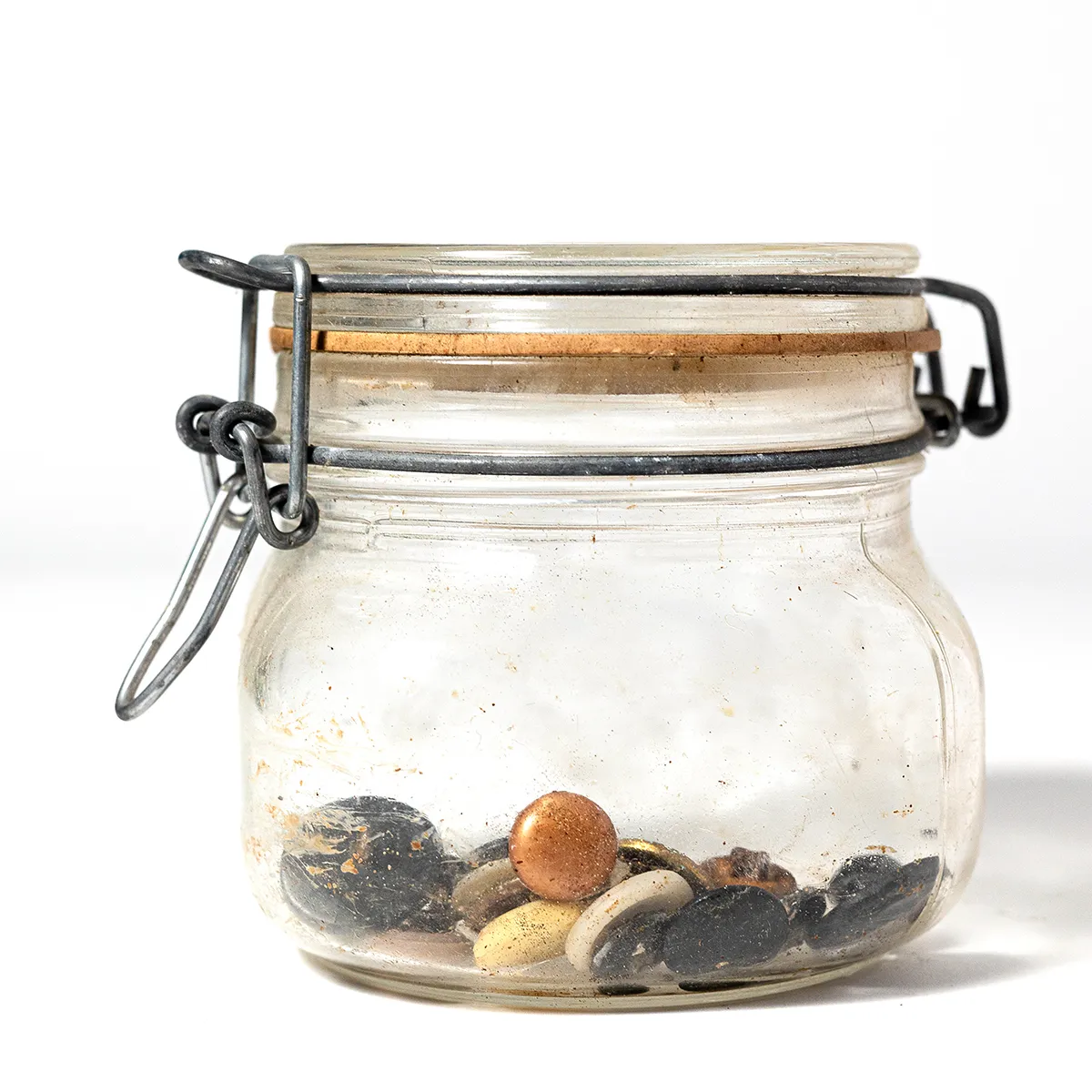 Antique Mason Jar with Vintage Buttons Dusty Decor