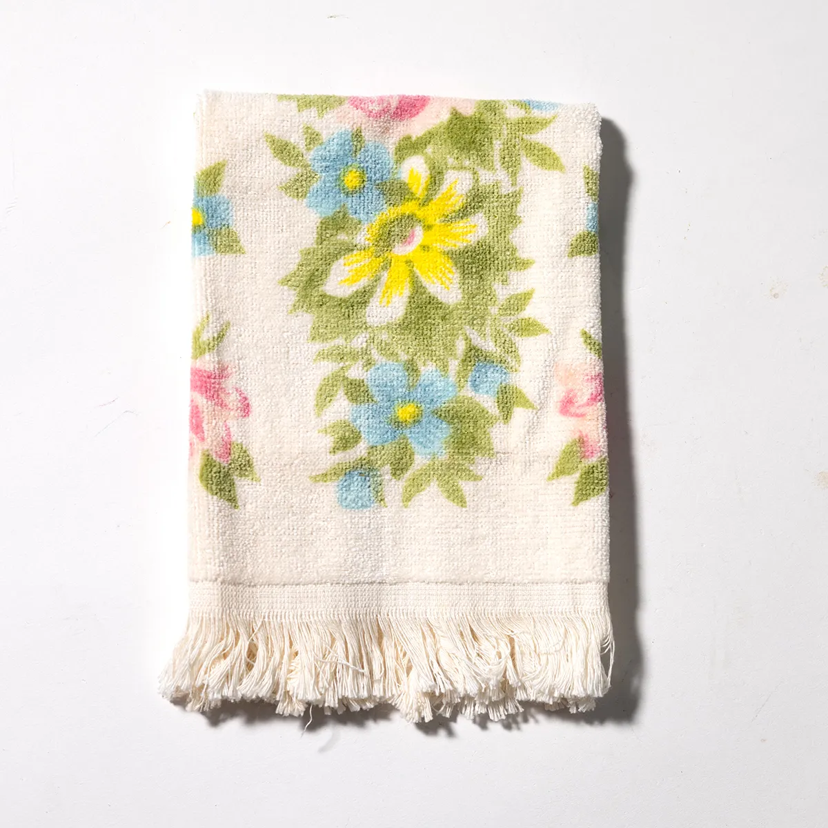Yellow, Pink, Blue, and Green 1950s dish towel