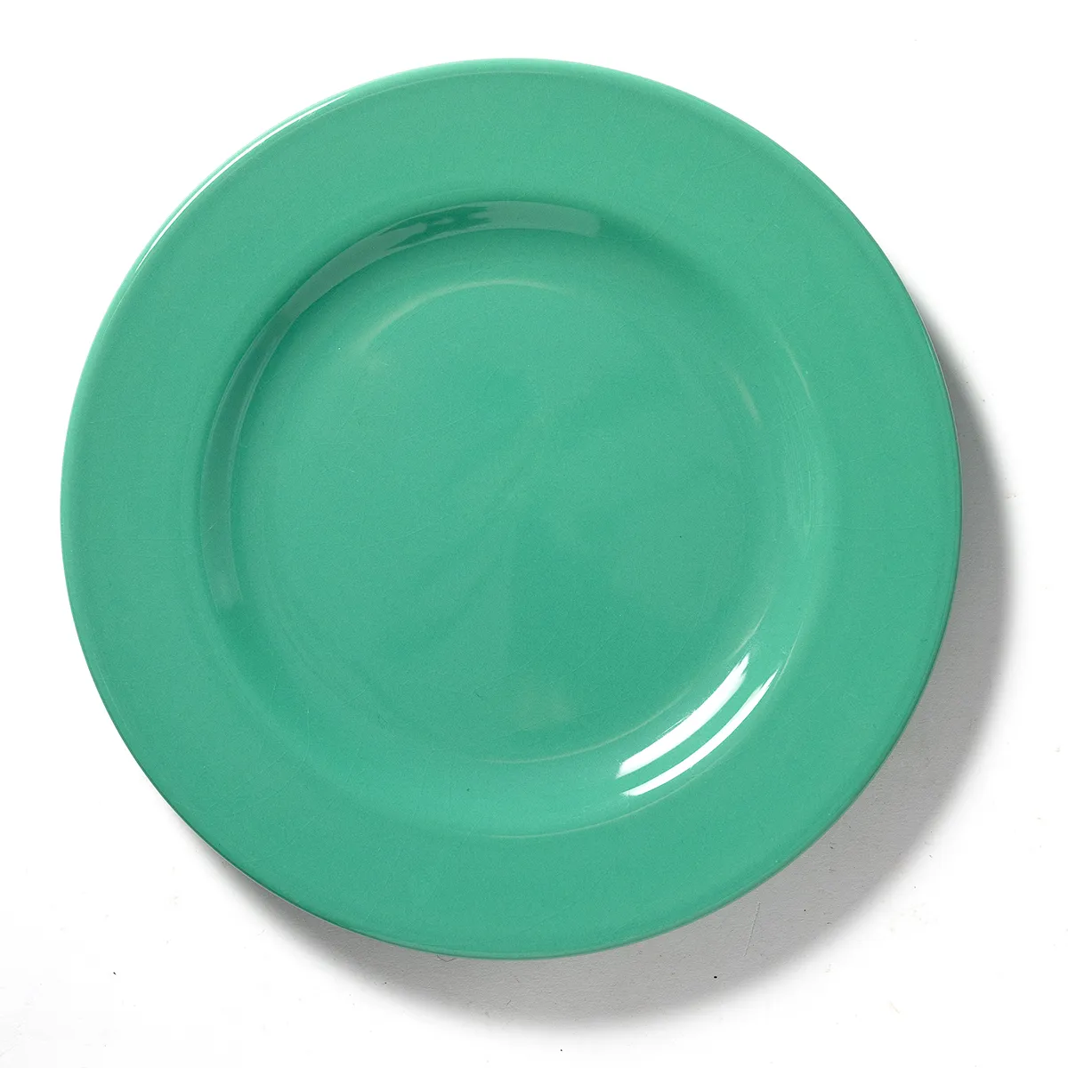 Green Ceramic Plate Glossy with Wide Rim Salad Plate