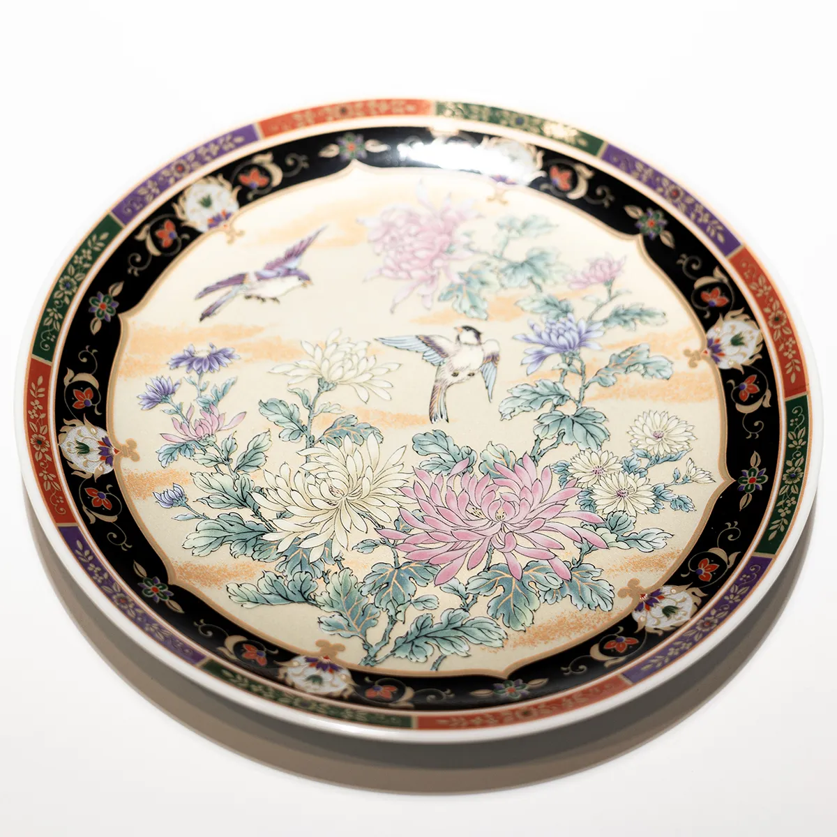 vintage Japanese Porcelain Floral Birds Saucer