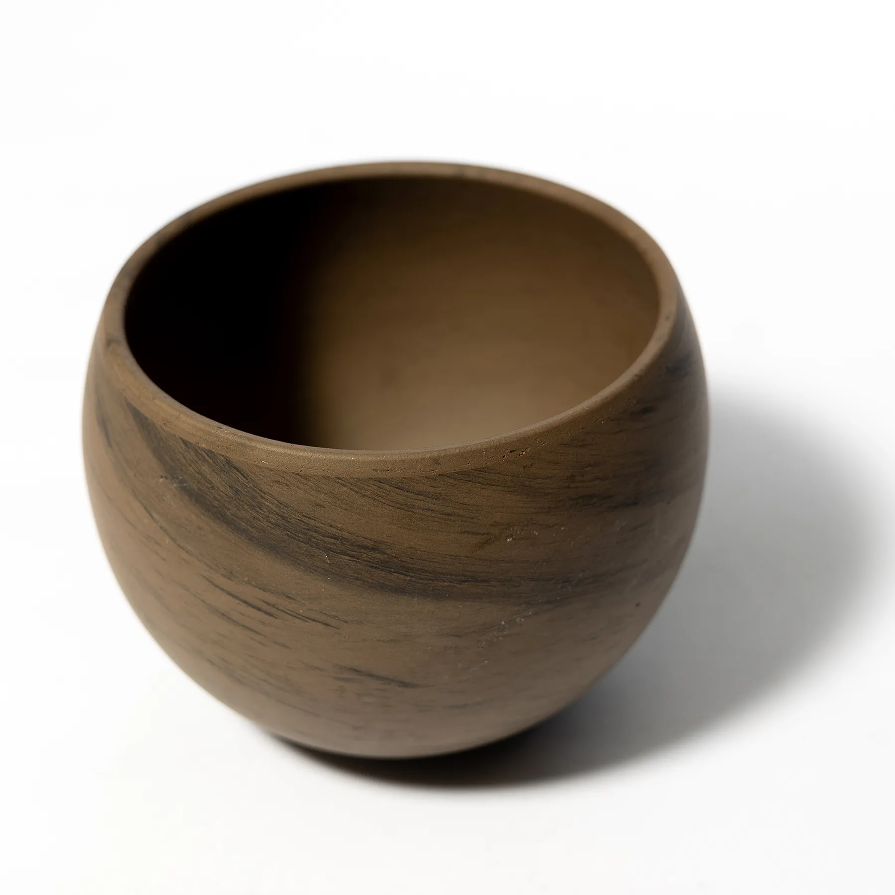 Black / Brown Clay Flower Pot, Round, Pair - 6"x 6"