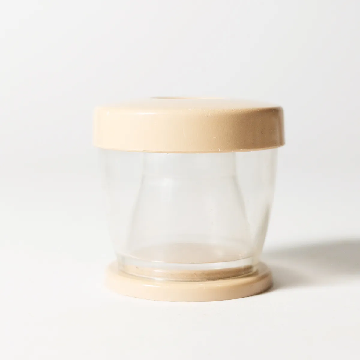 1970s Beige and Clear Paperclip Holder. Vintage Desk Accessories office Practicals