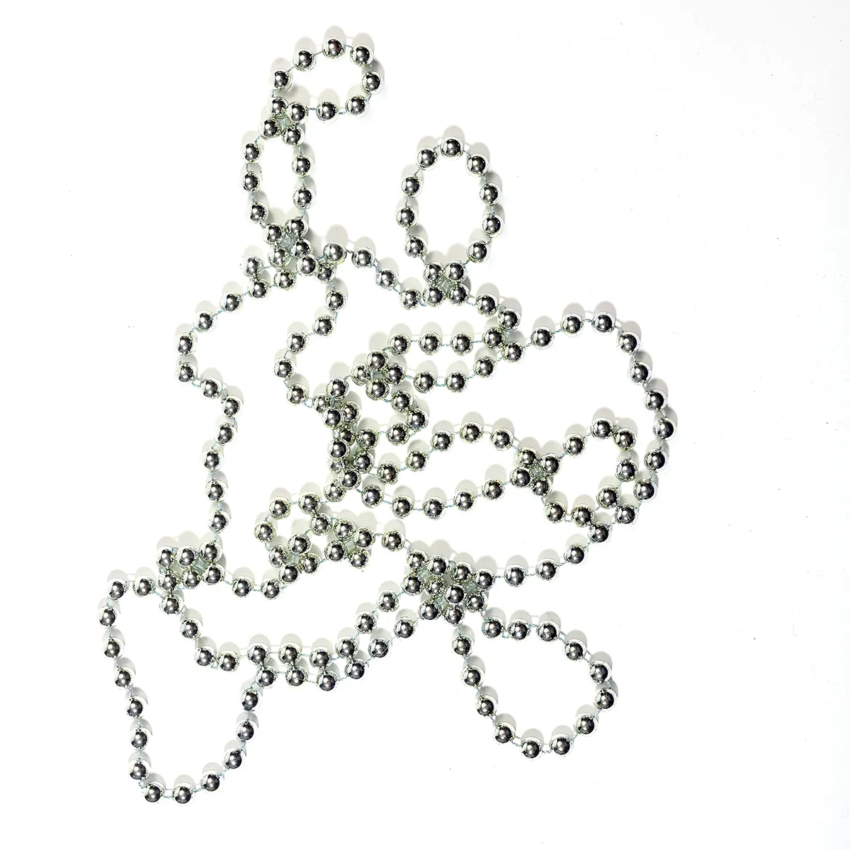 Iridescent Plastic silver beaded garland - .5" beads x 12'