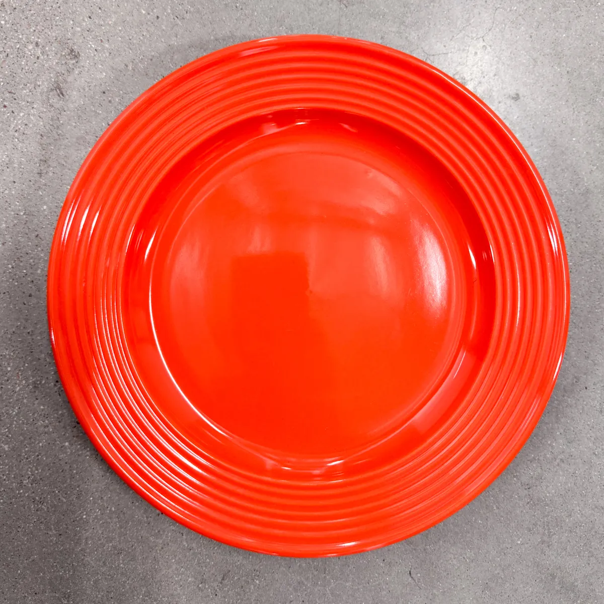 Hazard Santa Fe Orange Salad Plate with wide raised striped rim