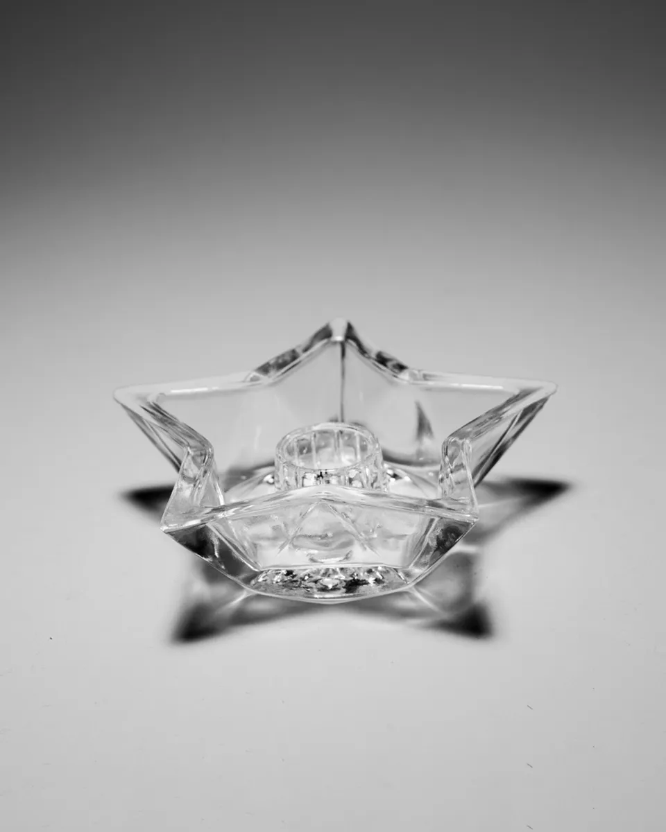 Star Shaped Clear Glass Stick Candle Holder