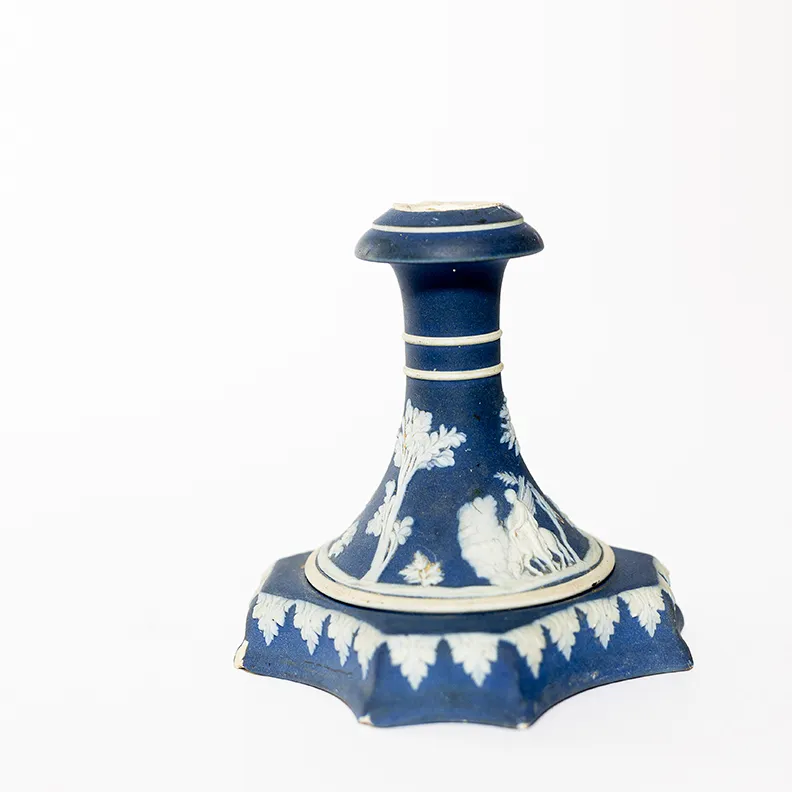 Antique British Wedgwood Blue Pottery - 4" x 4"