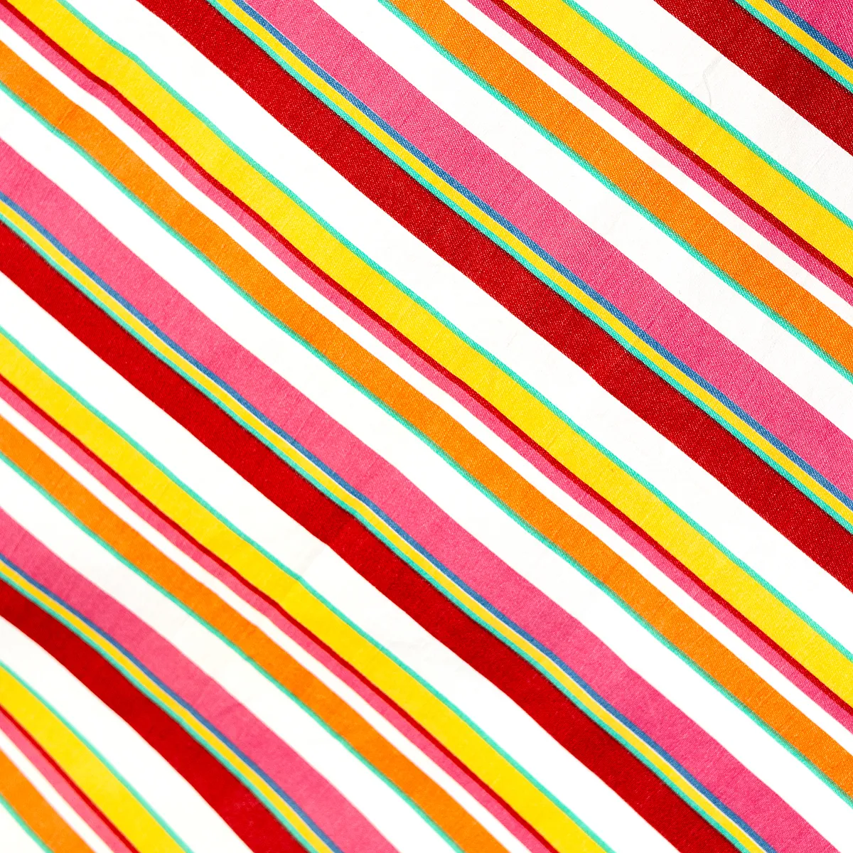 Surface Fabric: Pink, Green, Orange and Yellow Striped Fabric, Surface, Tablecloth Ralph Lauren- 36" x 30"