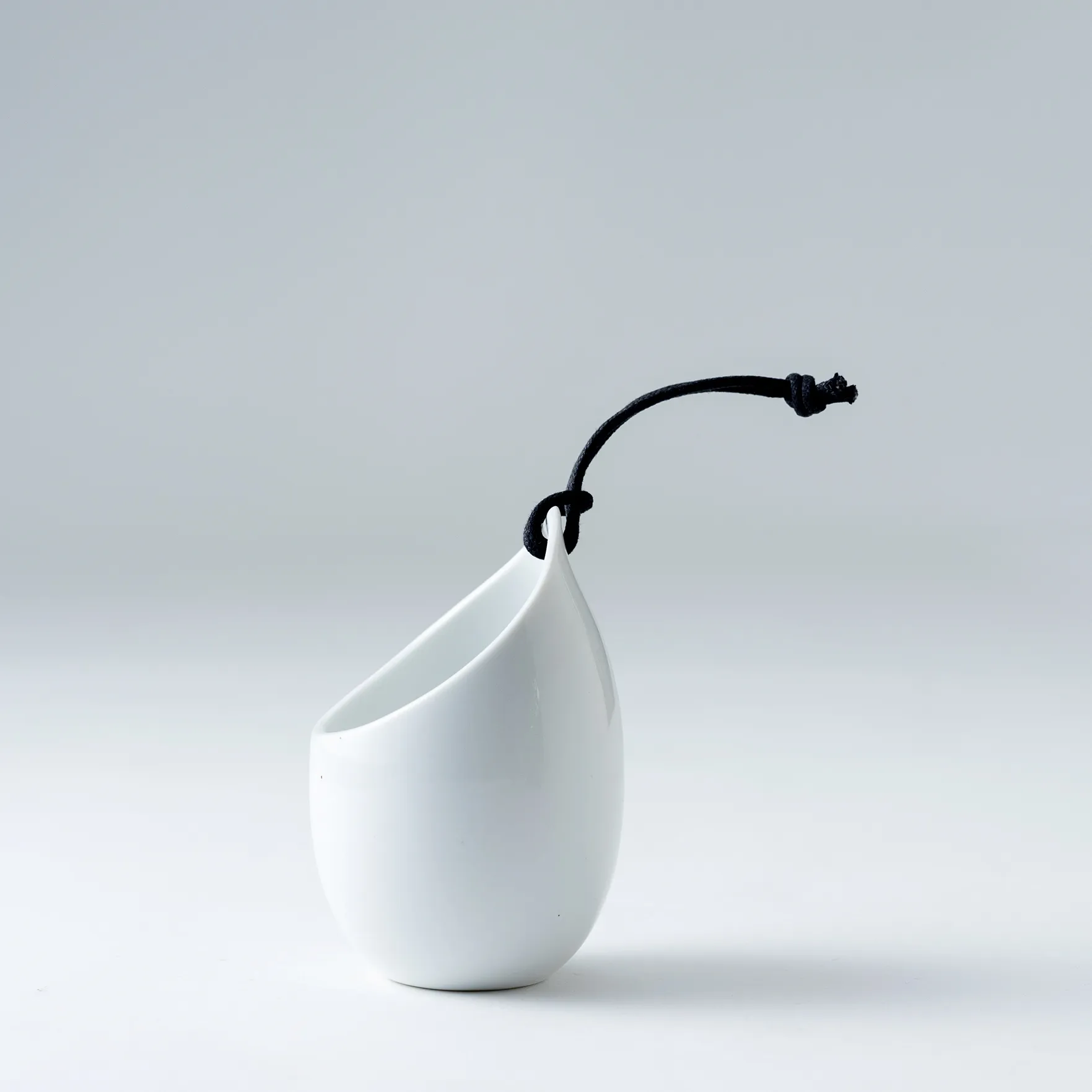 White Salt Pig with leather strap