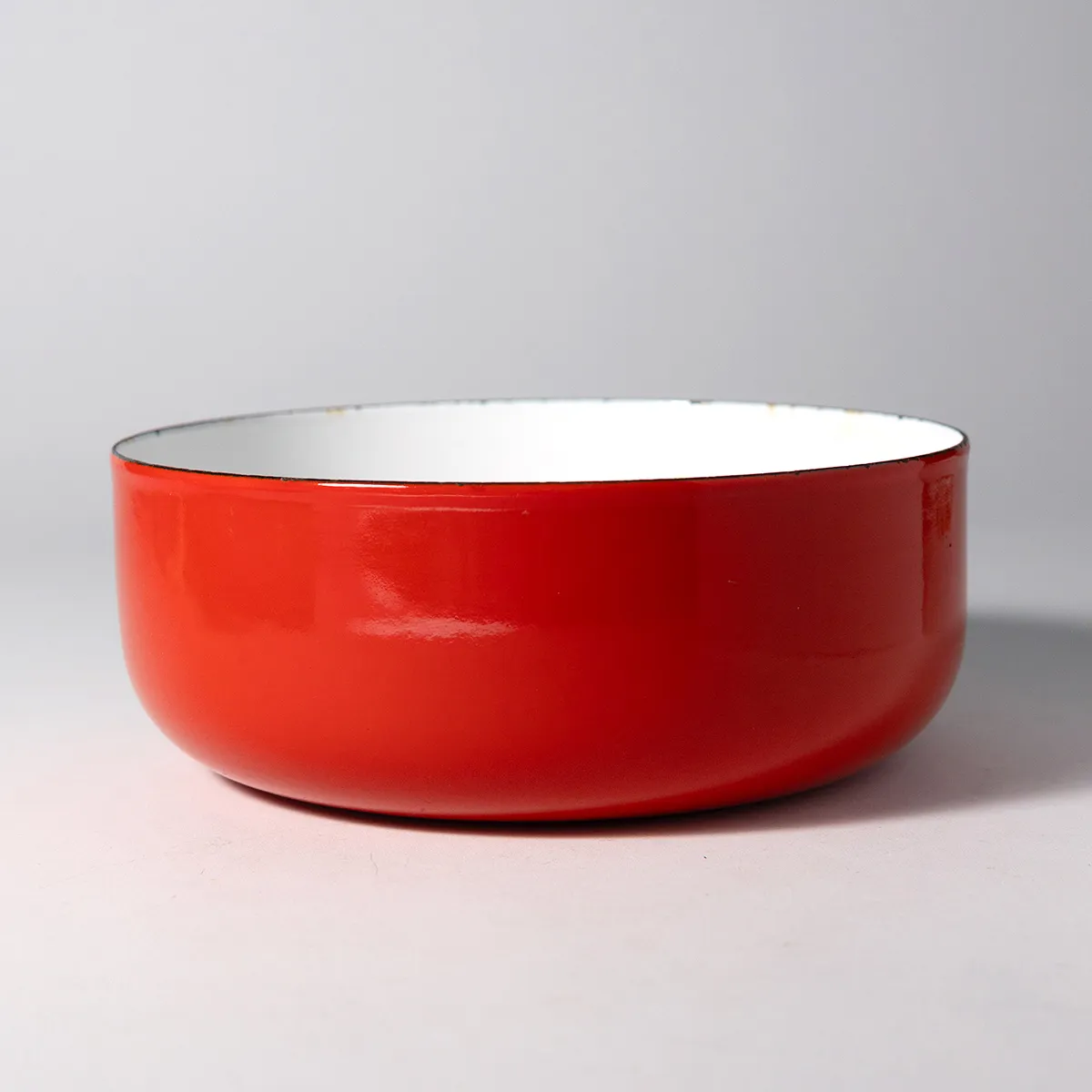 Mid Century Enamelware  Chili Red with White interior 