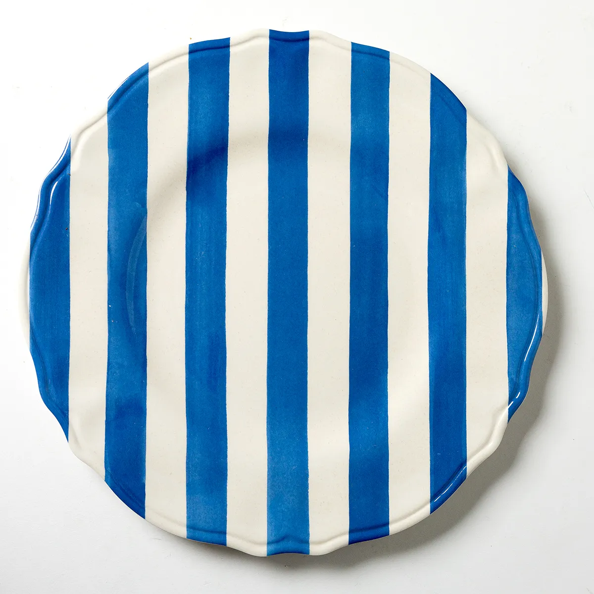 Green, Blue, Red or Yellow Striped Plastic Plates