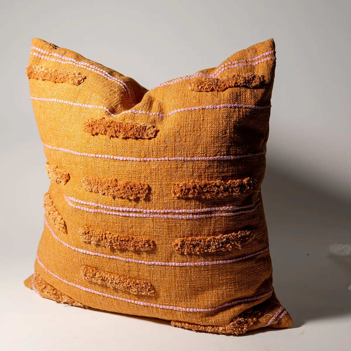 Orange with Pink Stripes Heavy Woven Extra Large Pillow  