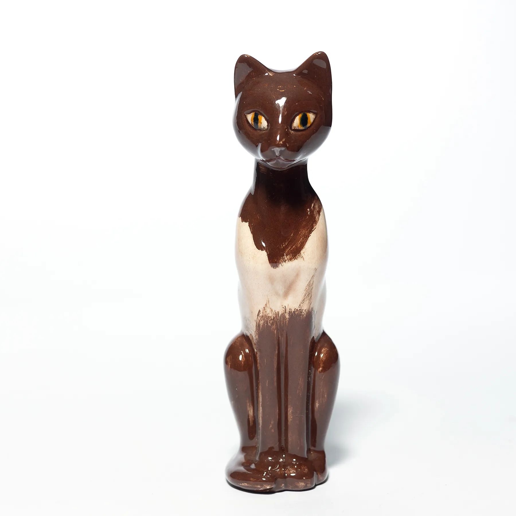 Slender Brown and Tan Siamese Cat Statue  - 6.25" x 2.25"