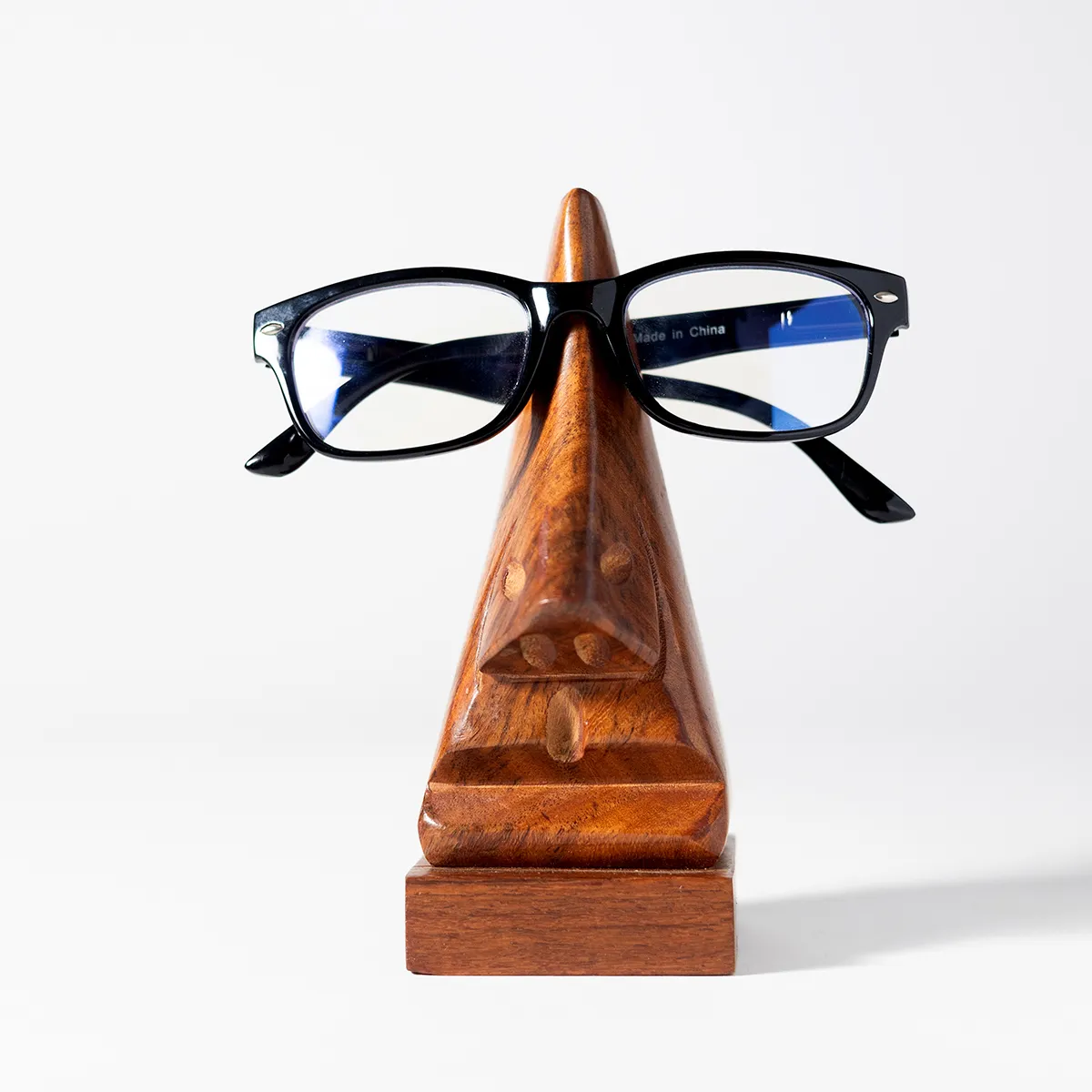 Wooden Carved Nose Shaped Eye Glasses Display Holder