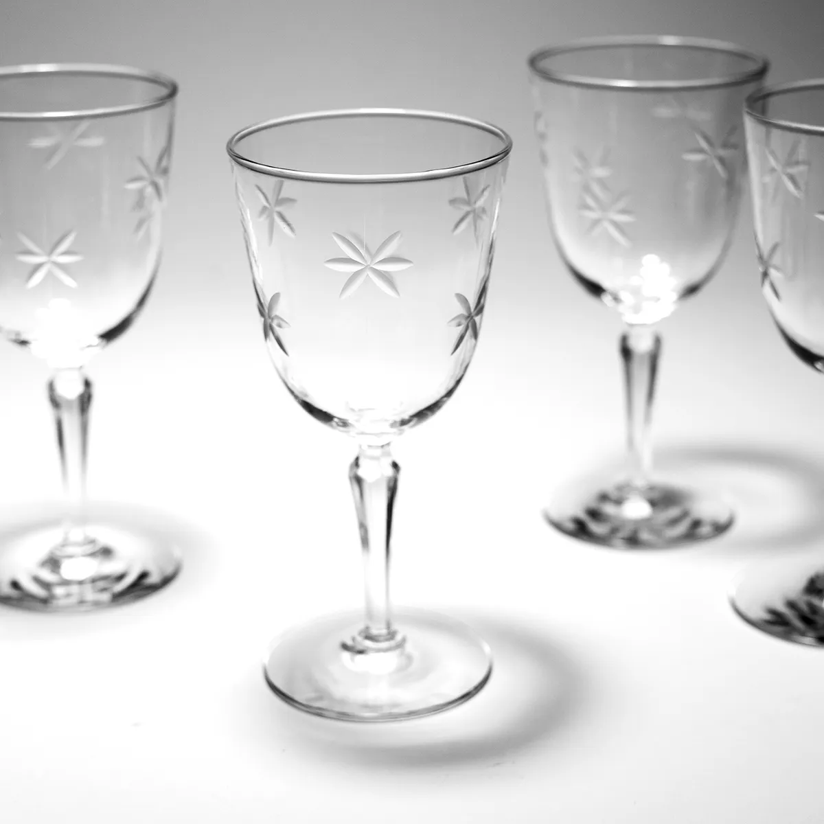 Star Dust Quartzex Crystal Tapered Wine Glass with etched stars