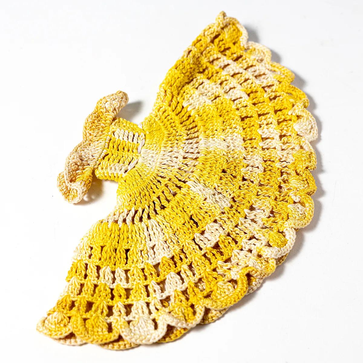 Vintage Crochet Dress Yellow Sleeveless Barbie Doll Size Handmade Barbiecore