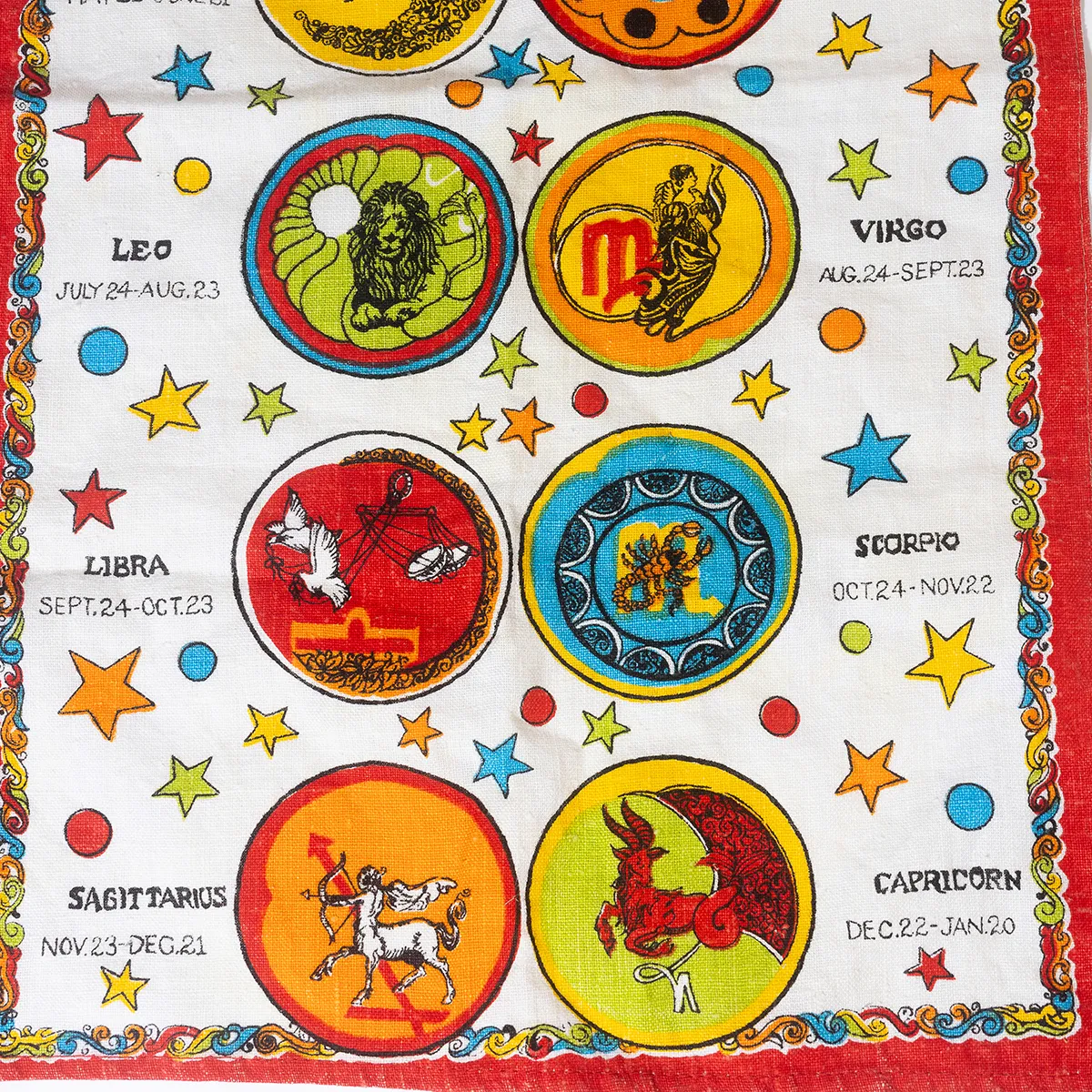 70s Astrology Zodiac Sign tea towel Dish towel - 26.5" x 15.25" 