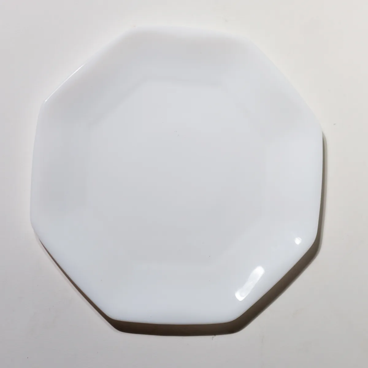 White Octagonal Glossy Ceramic Minimalist Salad Plate