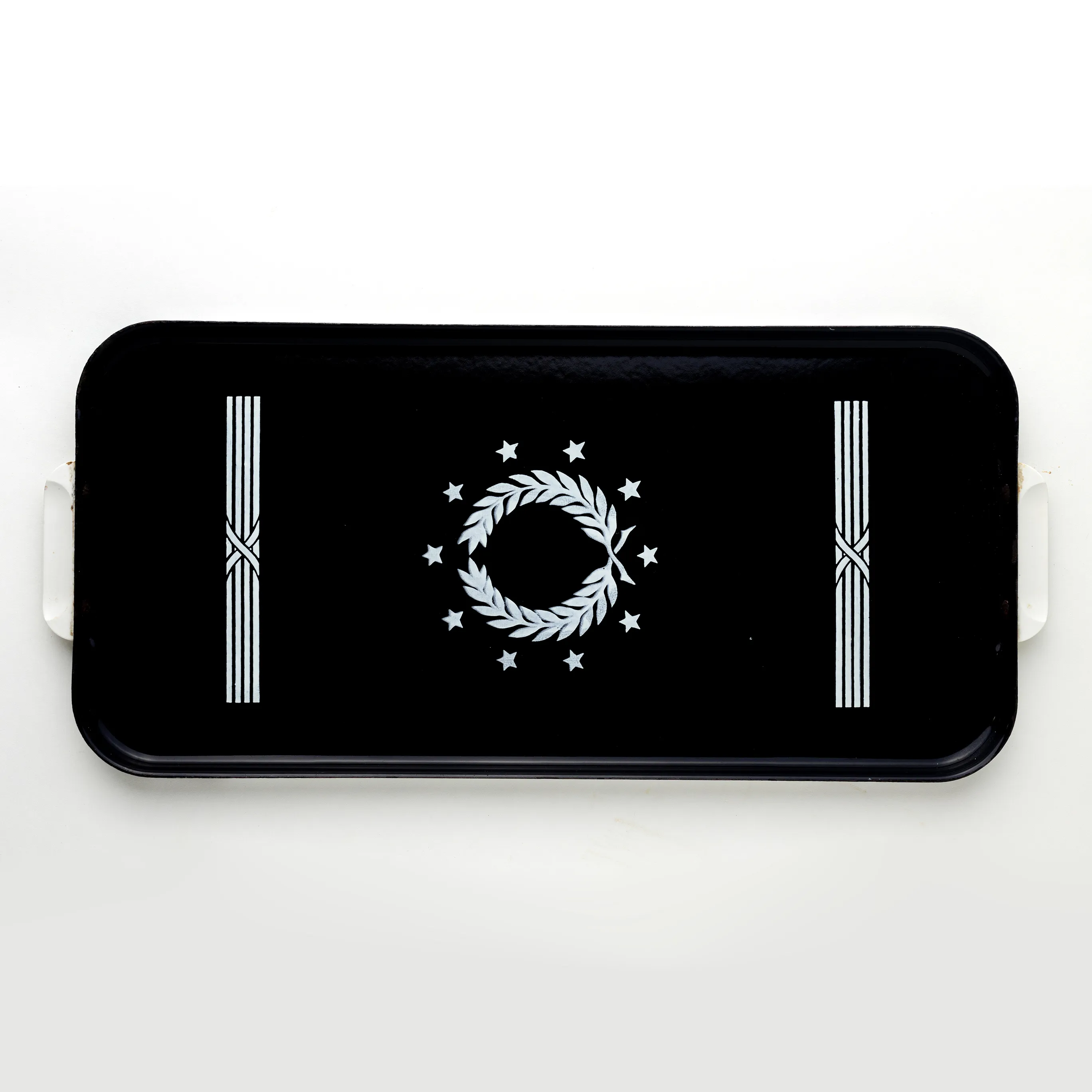 Wreath Enamel Tray - 18" x 9.25"