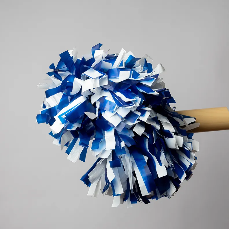 Set of 2 Pom Poms Matte Blue and White - 13" x 9"