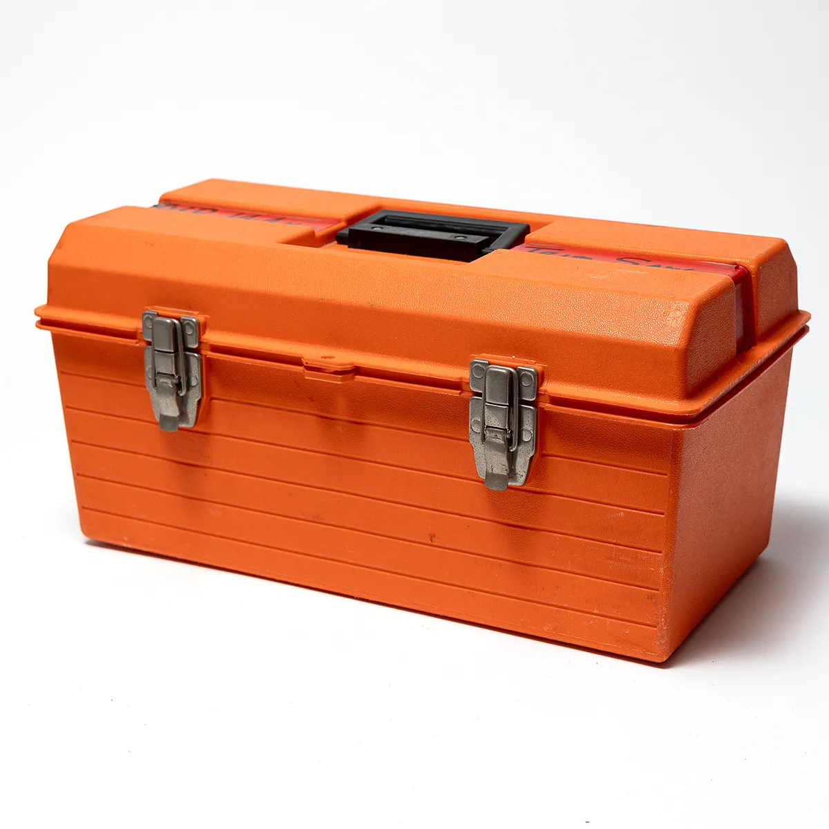Vintage Contico Tuff Box Tool Box Safety Orange Plastic with Black Handle Made in USA Tackle Box Tool Box