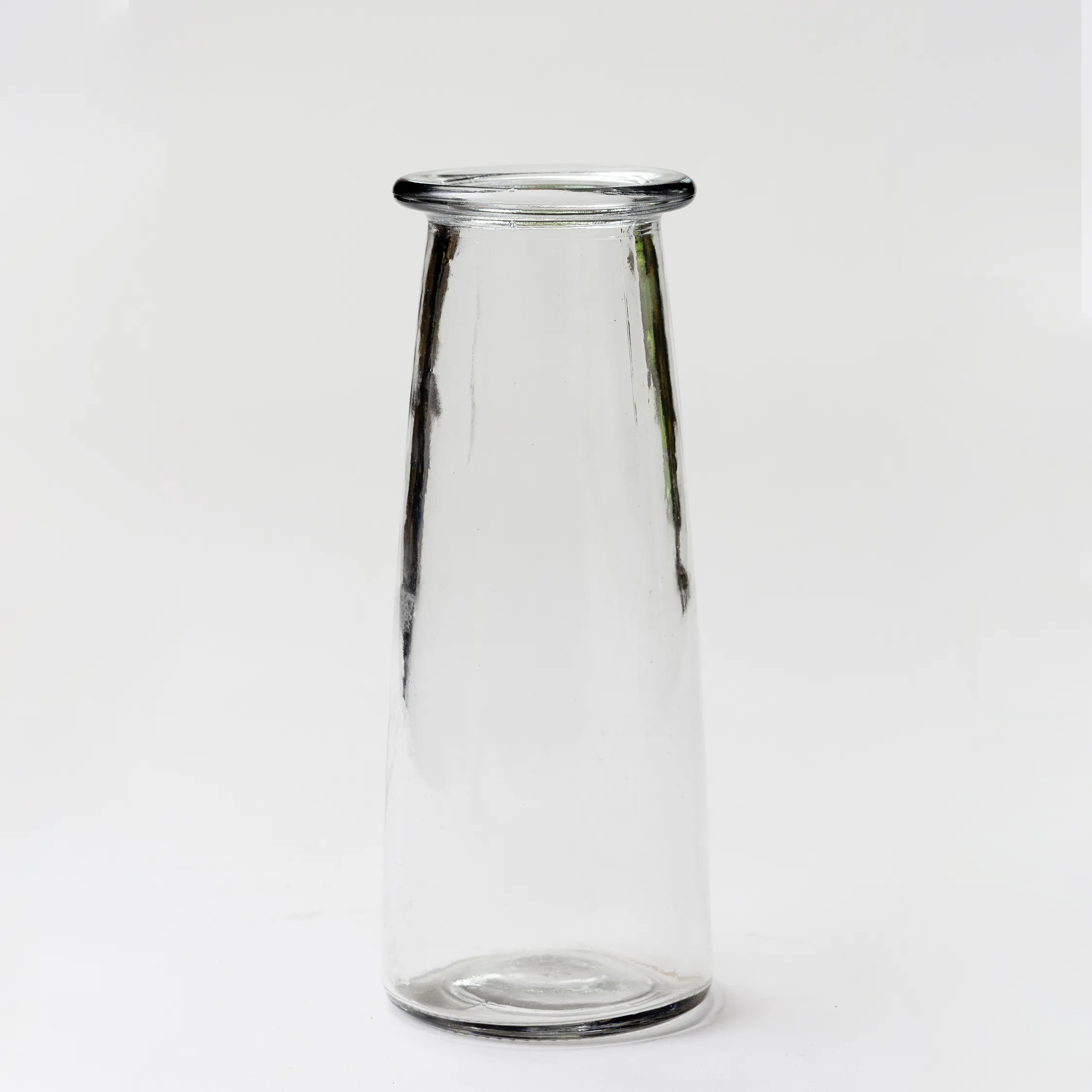 Tall Slender Clear Flower Vase with Lipped Edge - 9" x 3.5"