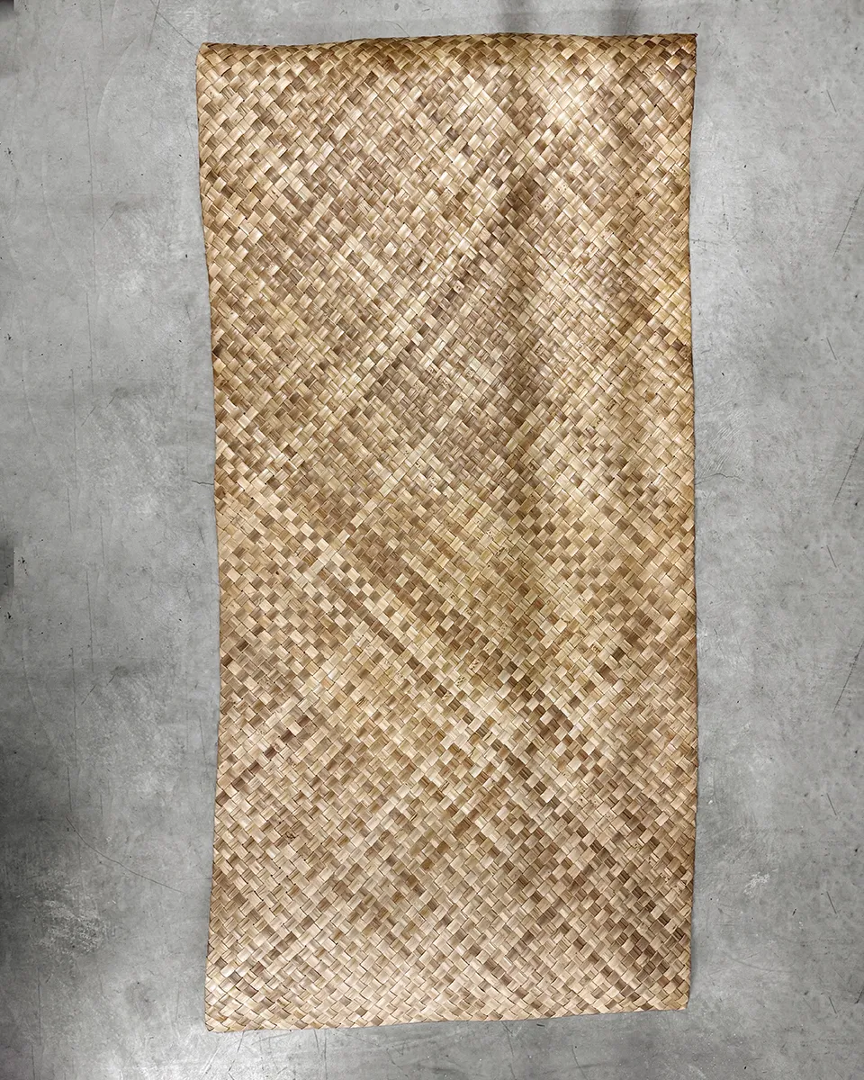 Outdoor Rattan Woven Rug. dark Blue on light Blue Weave, Wicker