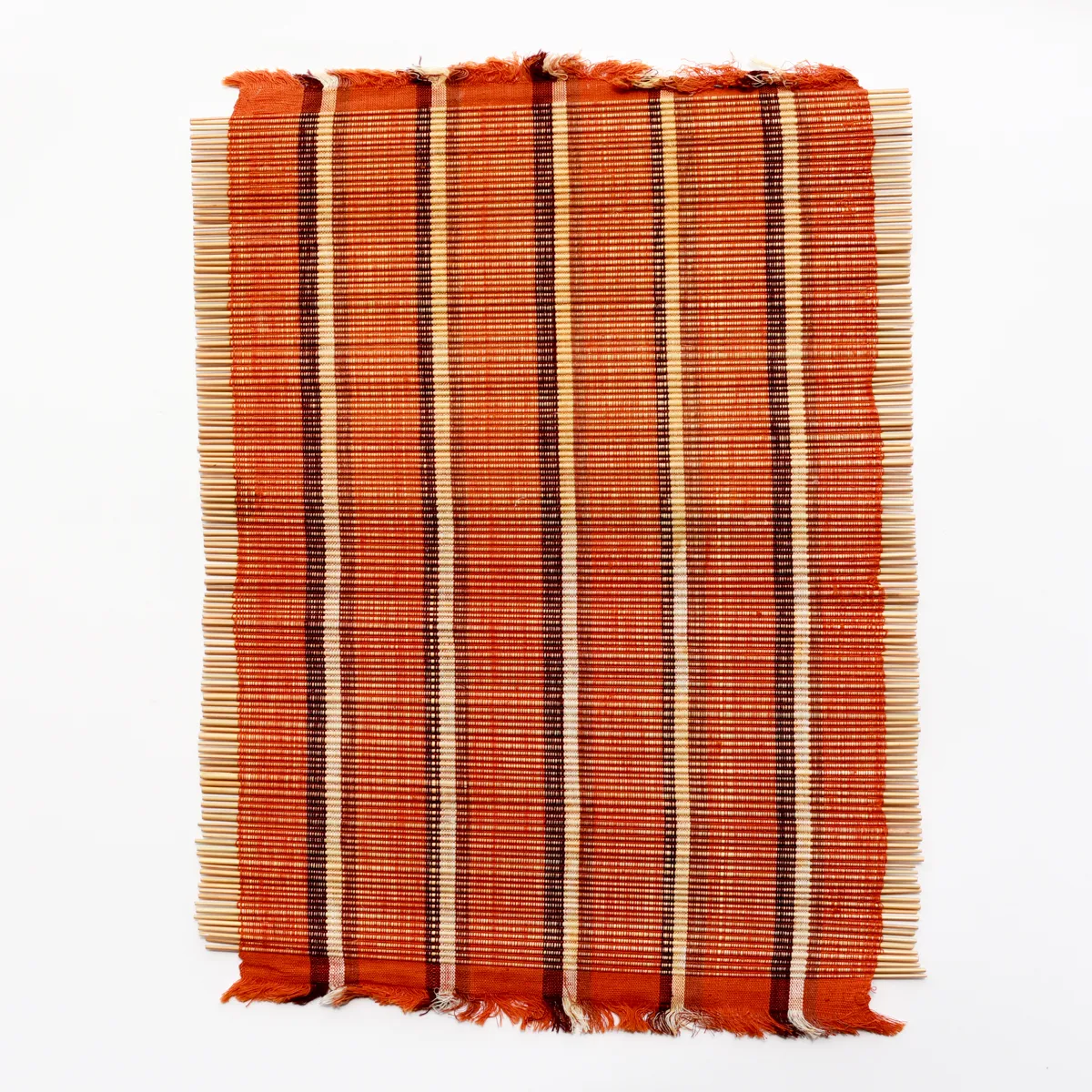 Handwoven African Flatweave Striped Vintage Textile Orange