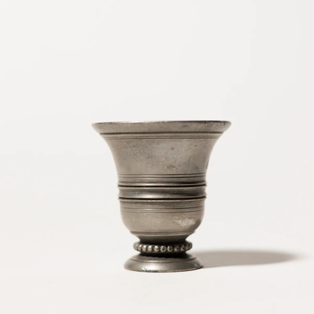 Antique Pewter Tulip Footed Colonial Beaded Goblet