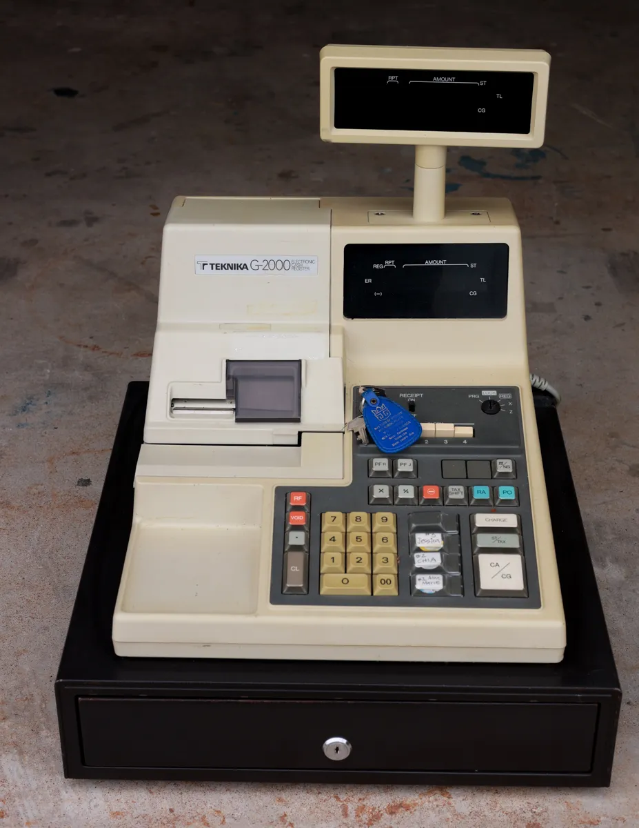 Vintage Electronic Cash Register. Store Front