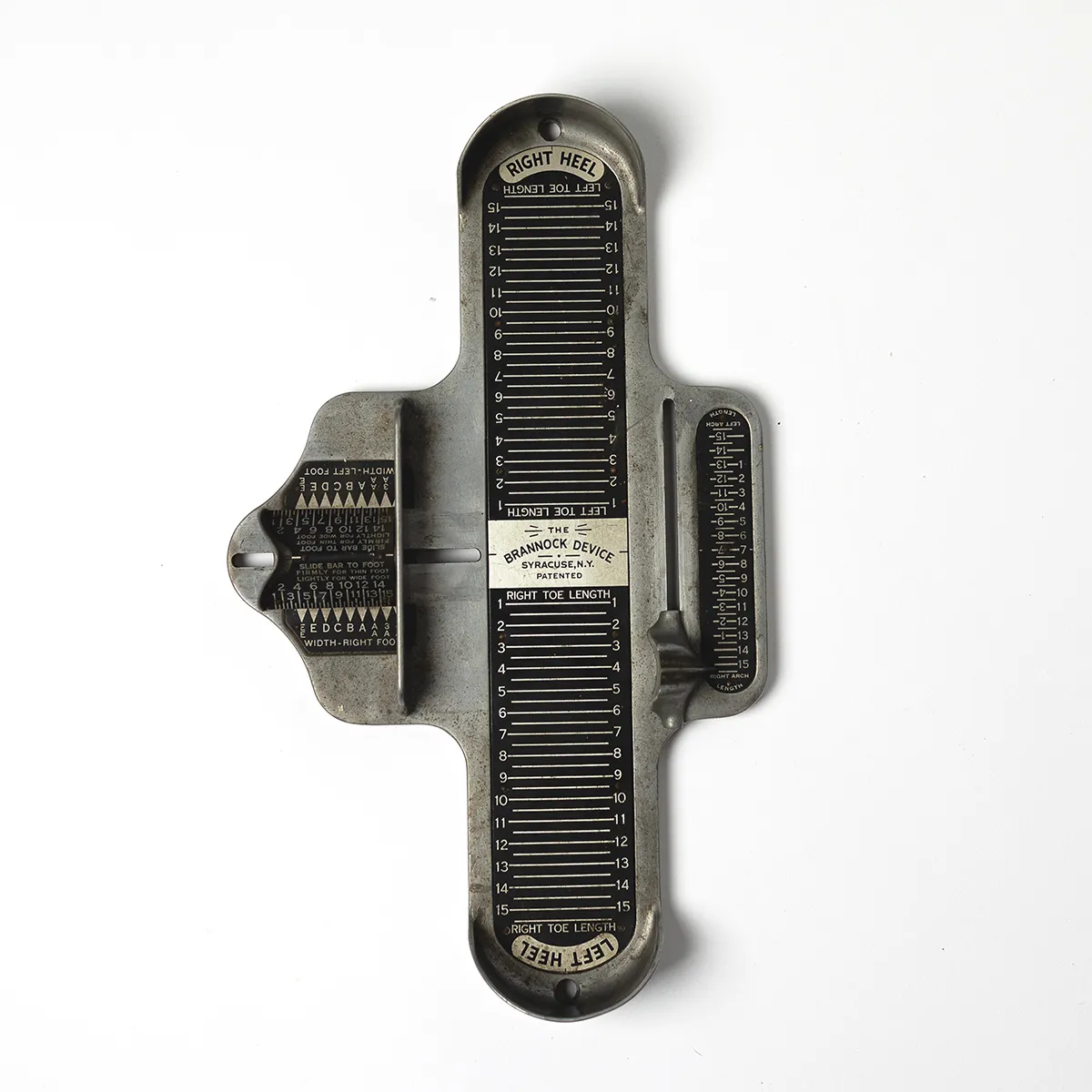 Vintage Silver Metal Brannock Foot and Shoe Measuring Sizing Device Size 15. 