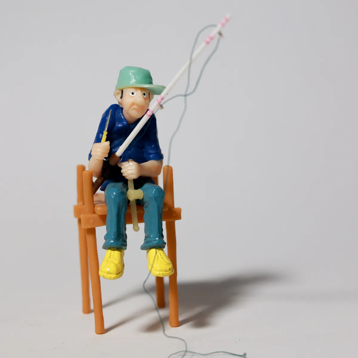 Vintage Plastic Comic Fisherman Novelty Figurine Collectible