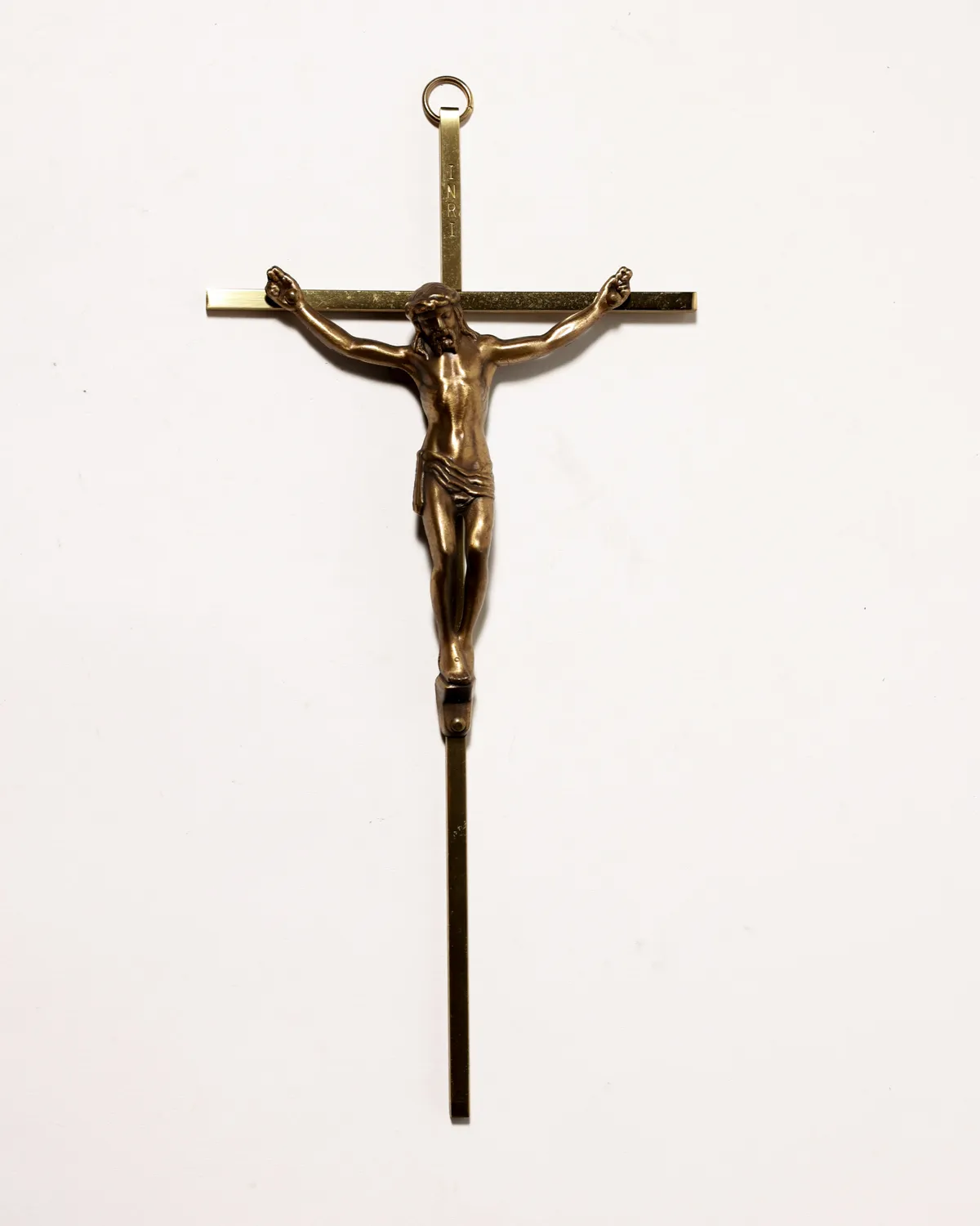 Mid-Century Brass Catholic INRI Crucifix Wall Cross, Jesus, Religious, Christ, church, Home