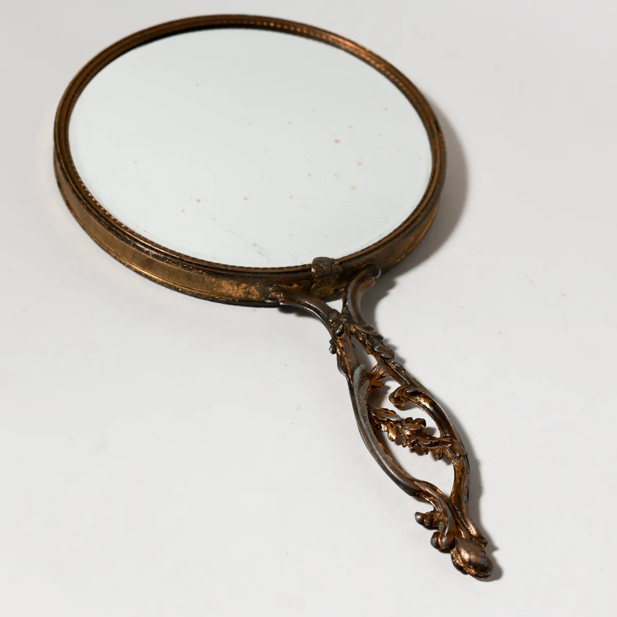 Ornate Victorian Brass Gilded Antique Hand Mirror