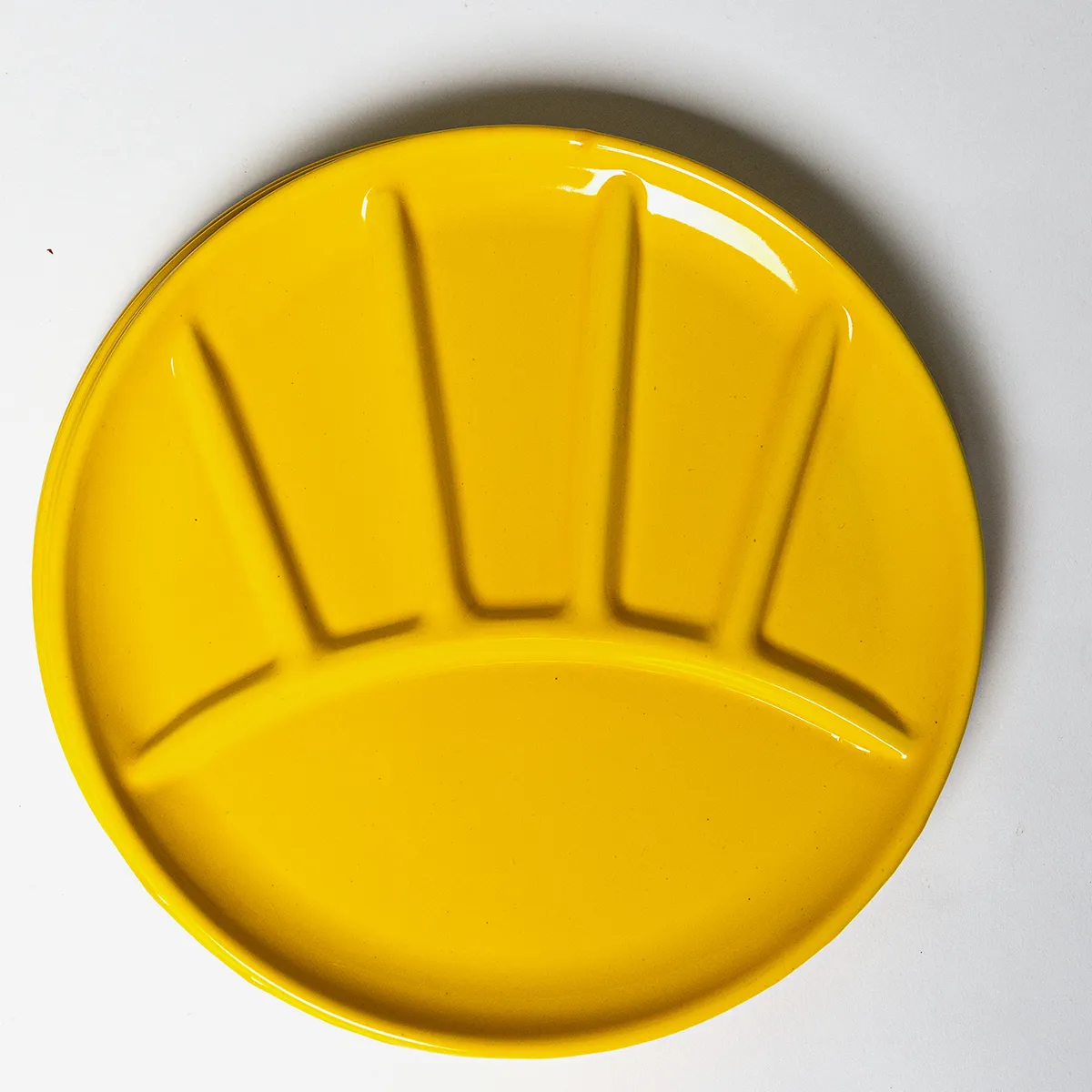 Bright Yellow Sunshine Enamelware Segmented Sunshine Plate 