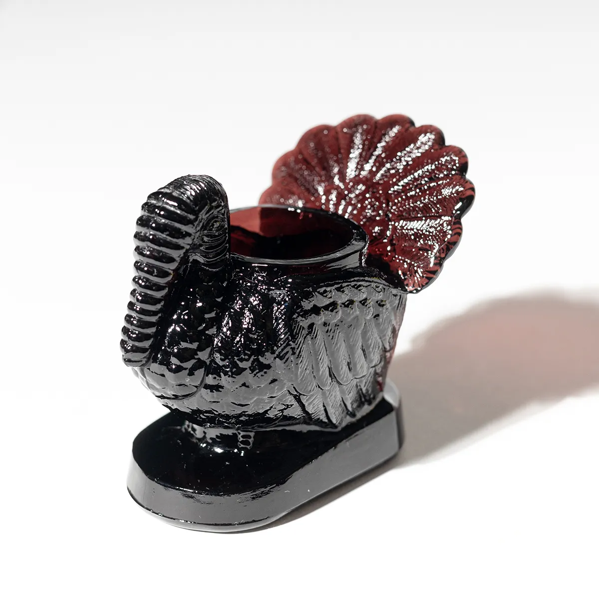 Vintage Glass Mosser Purple Glass Turkey Toothpick Holder Candle Holder