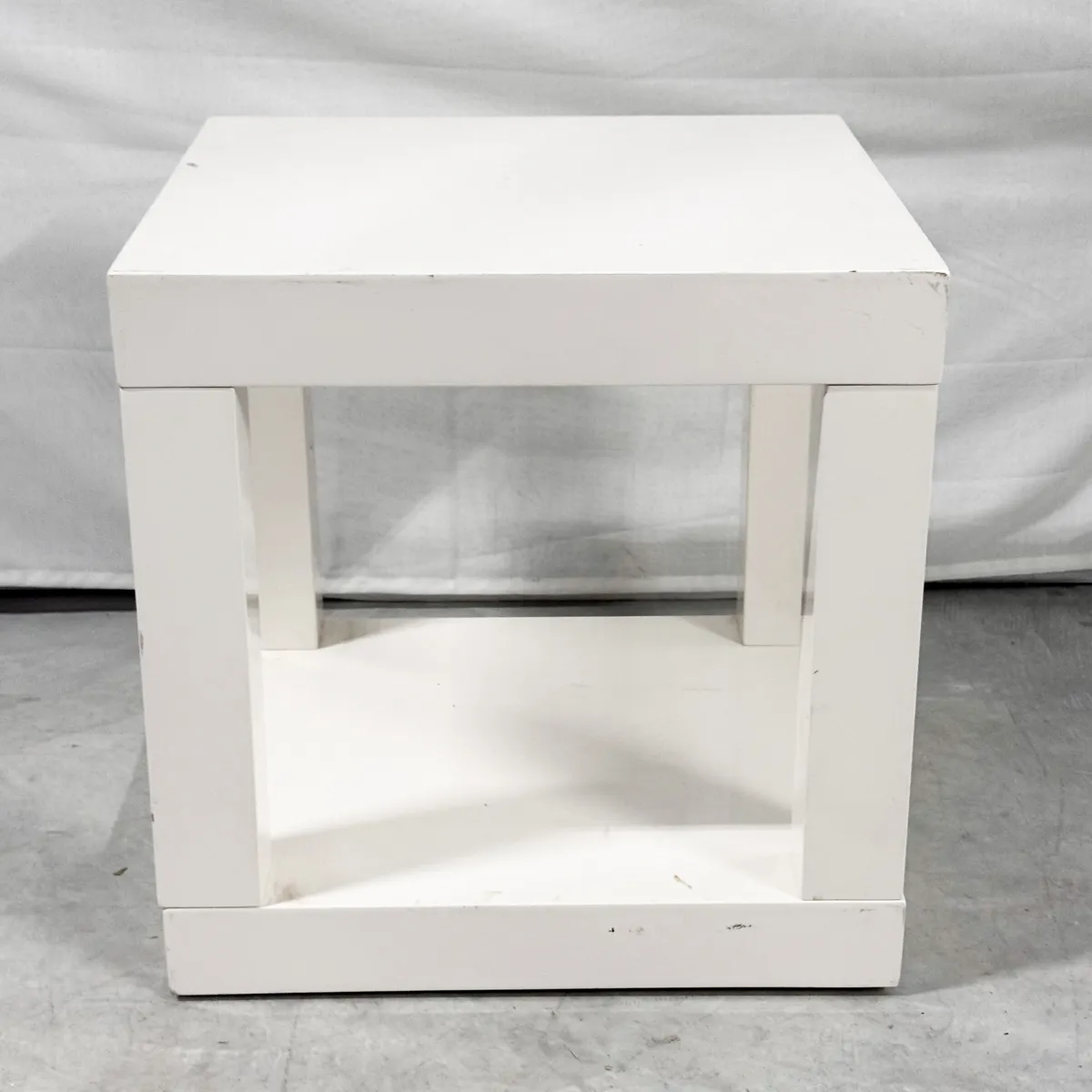 Pair of Retro Parsons White Lacquer Cube Side Table
