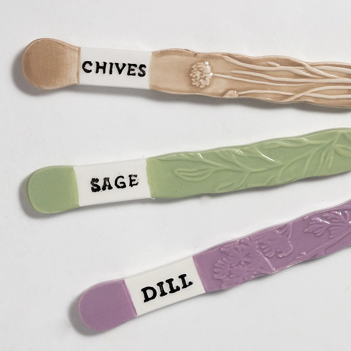 Ceramic Garden Markers Sage Dill and Chives