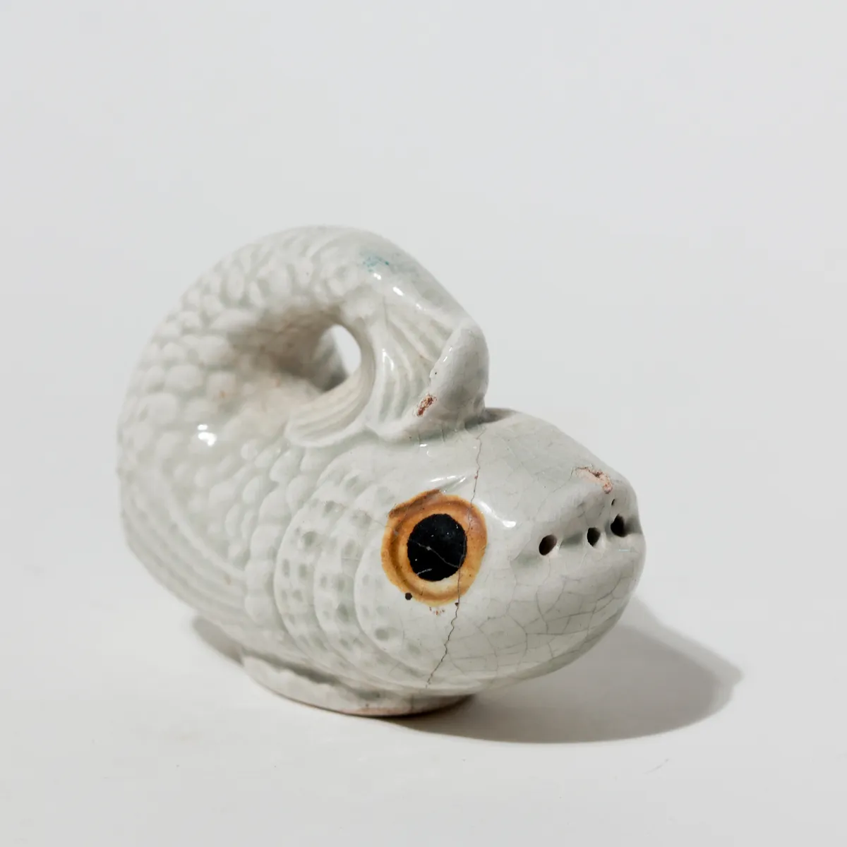 Antique Chinese White Glazed Ceramic Fish Figurine