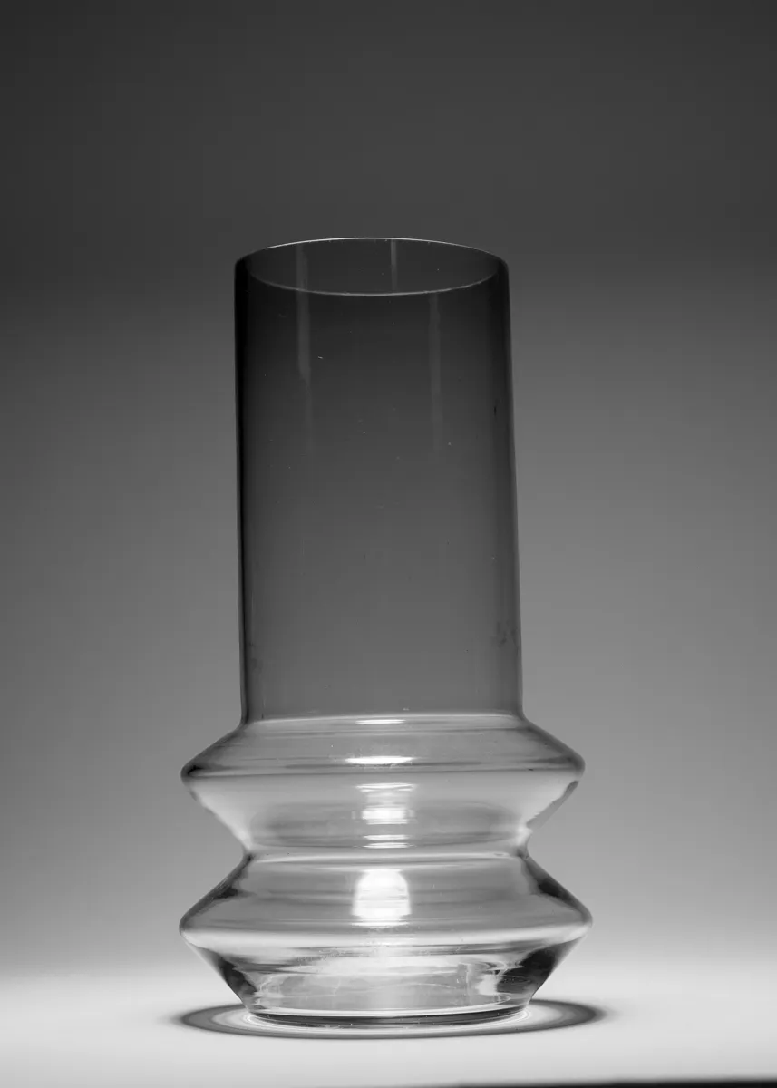 Clear Glass Flower Vase with 2 Wide Rings at the Base