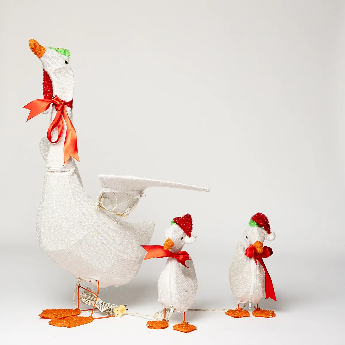 Holiday Christmas: Light Up Lawn Statues Christmas Duck and Duckling - 31"