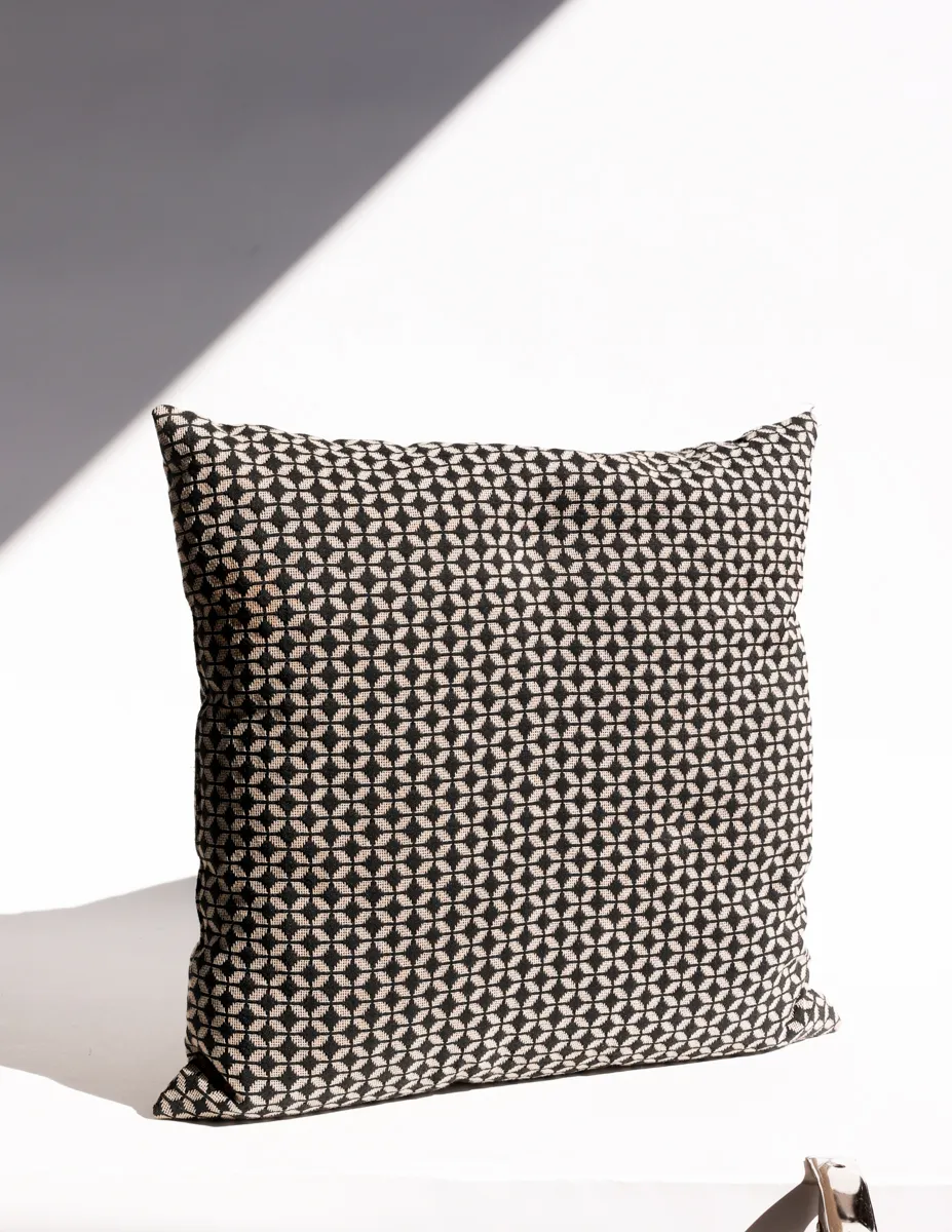 Woven square pillow Black and White Graphic Design