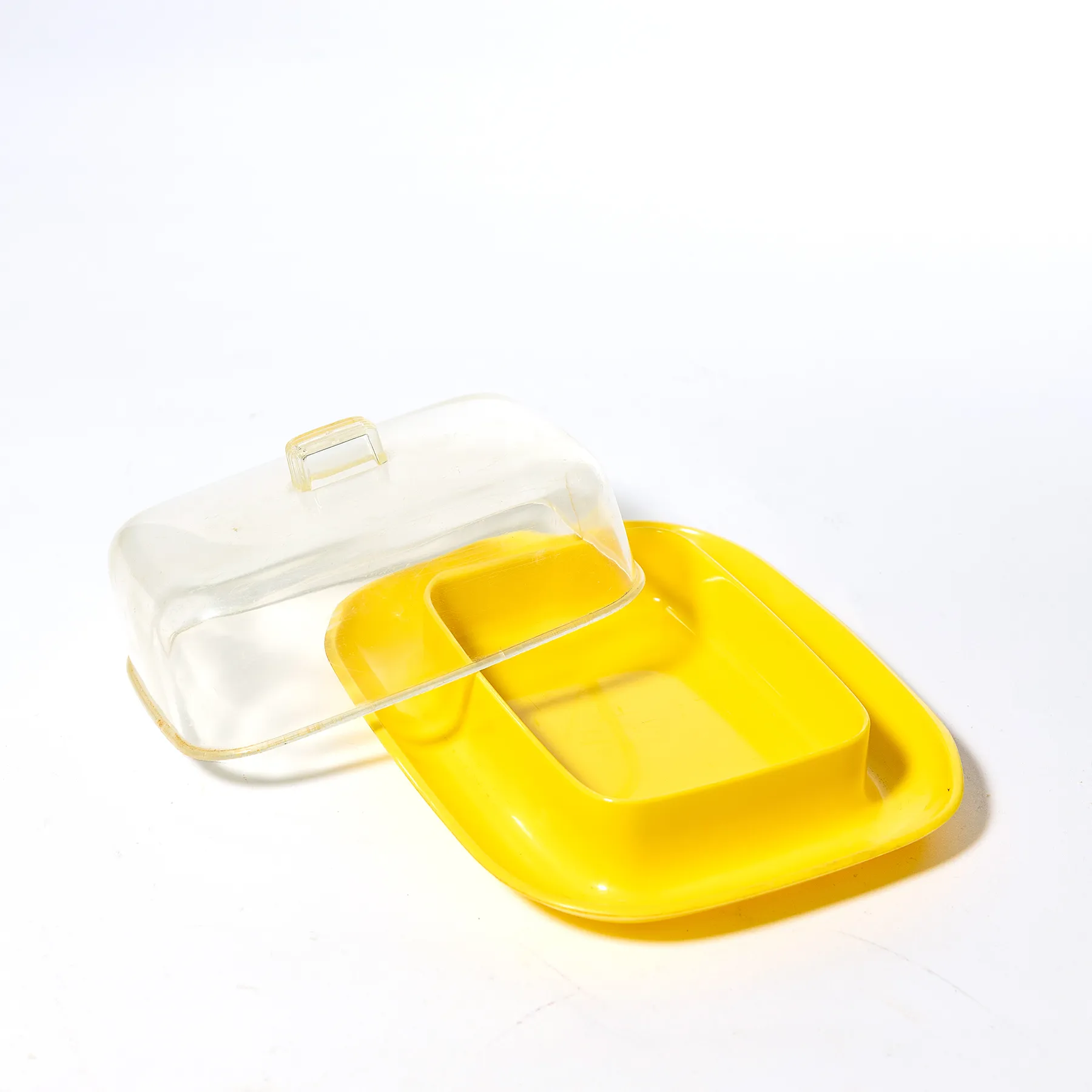 Yellow PLastic Butter Dish Vintage - 7.25" x 5"